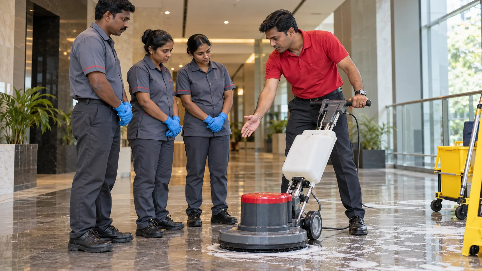 Illustrative REDANCHOR supervisor demonstrating a cleaning procedure to an operational team