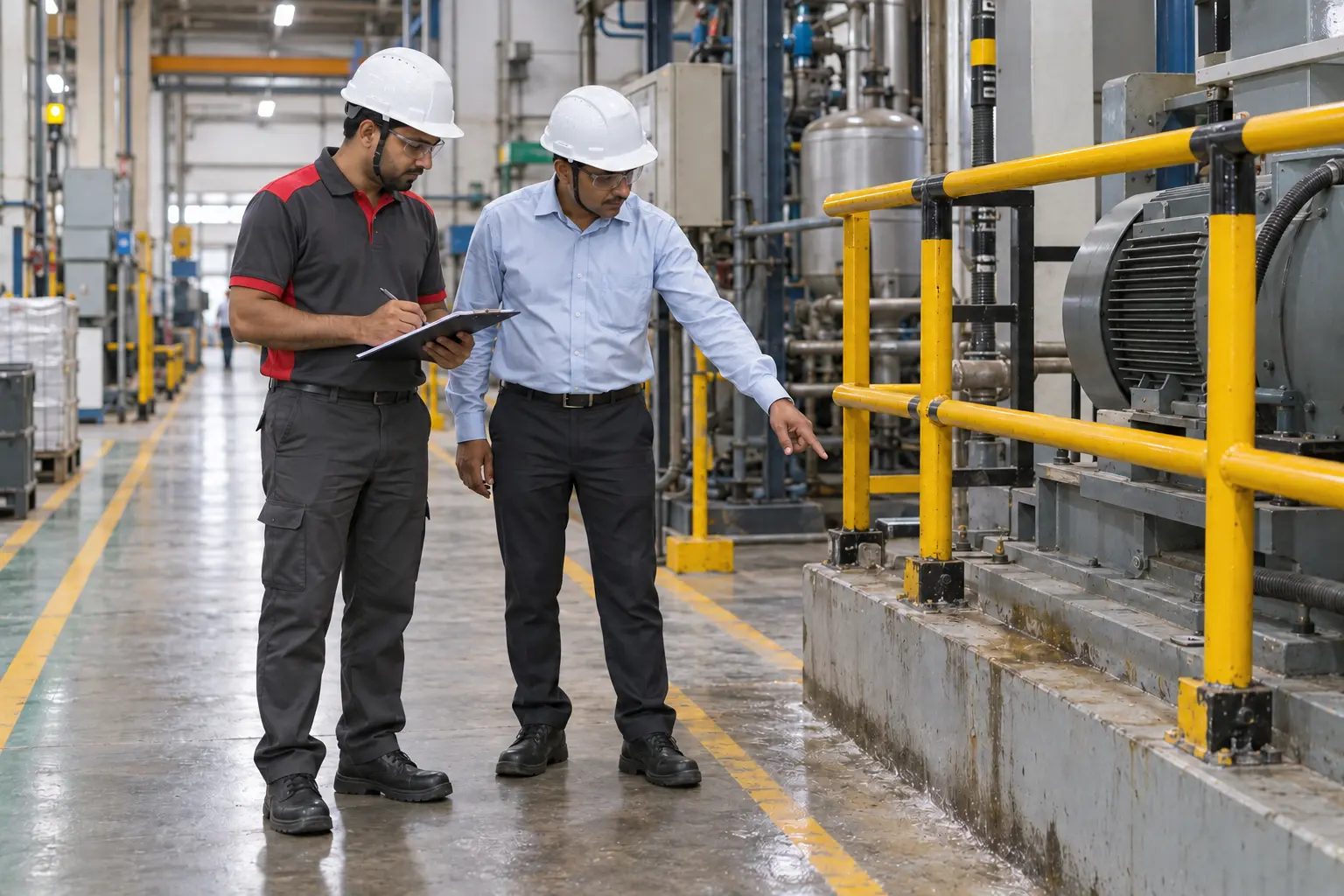 REDANCHOR supervisor reviewing a facility maintenance and cleaning requirement with an Indian client representative